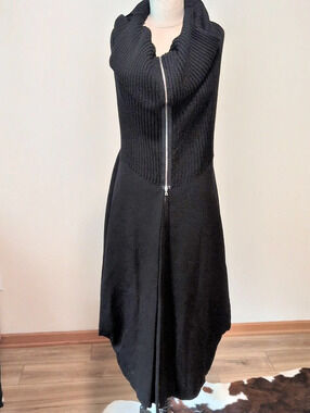 Crea Concept Black Zip Front Knit Cardigan Size 44